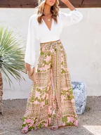 Spodnie damskie - Milan Kiss Spodnie w kolorze jasnozielono-jasnoróżowym - miniaturka - grafika 1