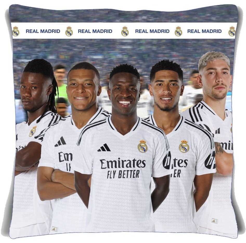 Moya Matcha Poduszka Real Madryt 40x40cm Dwustronna Mbappé Bellingham Júnior Valverde / 43106