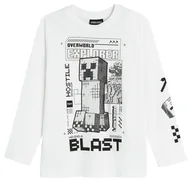 Bluzki dla chłopców - Cool Club, Bluzka chłopięca z długim rękawem, biała, Minecraft - miniaturka - grafika 1