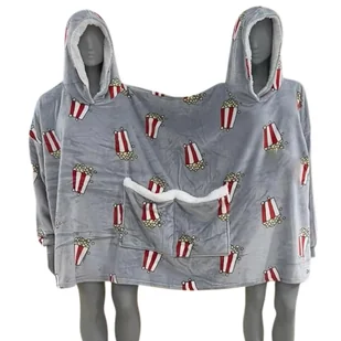 KOC Z RĘKAWAMI I KAPTUREM DLA DWOJGA PARY PIŻAMA CIEPŁA DWUOSOBOWA POPCORN - Koce KOC Z RĘKAWAMI I KAPTUREM DLA DWOJGA PARY PIŻAMA CIEPŁA DWUOSOBOWA POPCORN - Koce - miniaturka - grafika 1