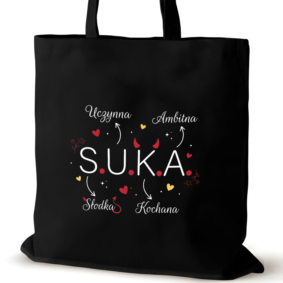 Torba bawełniana dla VIRAL czarna na ramię śmieszna walentynki pracy