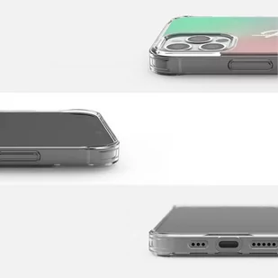 Ringke Fusion Design pancerne etui pokrowiec z żelową ramką iPhone 12 Pro Max różowo-zielony (GNAP0028) - Etui i futerały do telefonów - miniaturka - grafika 4