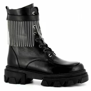 Czarne botki skórzane na grubej podeszwie CARINII - Carinii - Botki damskie - miniaturka - grafika 1