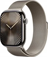 Smartwatch - Apple Watch 10 GPS + Cellular 42mm naturalny tytan bransoleta mediolańska Naturalna Złoty - miniaturka - grafika 1