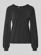 Bluzki damskie - Bluzka o kroju regular fit z długim rękawem i odznaczającym się, metalicznym wzorem na całej powierzchni model ‘CAROL’ - miniaturka - grafika 1