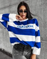 Swetry damskie - Sweter damski OLAVOGA MANNER 2024 niebieski-ecru S - Fashionplace - miniaturka - grafika 1