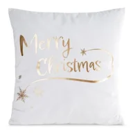 Pozostałe akcesoria świąteczne - Poszewka świąteczna Joy 45 x 45 cm Merry Christmas kremowo-złoty - miniaturka - grafika 1