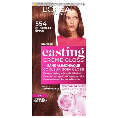 L'ORÉAL PARIS - Półtrwała farba do włosów - kolor do pielęgnacji włosów - bez amoniaku - Casting Cream Gloss - Odcień : Pikantna czekolada (554)