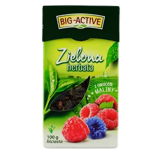 Bio-Active Zielona z Maliną 100g herbata liściasta - Herbata - miniaturka - grafika 1