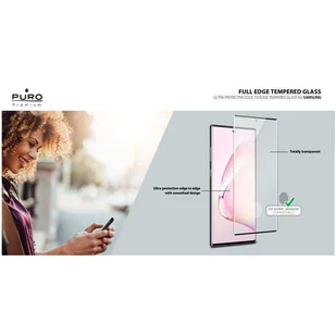 PURO Premium Full Edge Tempered Glass Case Friendly - Szkło ochronne hartowane na ekran Samsung Galaxy Note 10 (czarna ramka) - Szkła hartowane na telefon - miniaturka - grafika 3