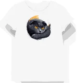 Koszulki i topy damskie - Koszulka damska biała z motywem szarego szkockiego kota w blasku S - miniaturka - grafika 1