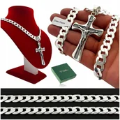 Łańcuszki - Potężny Srebrny Łańcuszek Męski Pancerka Z Krzyżykiem 168 Gram 15 Mm+Gratis - miniaturka - grafika 1