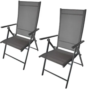 KRZESŁO OGRODOWE 57x68x106CM 2xTEXTLINE 7-POZYCYJNE KPL.2SZT - Fotele i krzesła ogrodowe - miniaturka - grafika 1