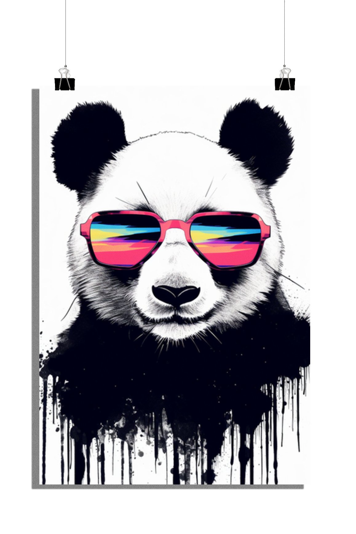 Plakat ze zwierzętami - Plakat z pandą - Plakat z okularami przeciwsłonecznymi - Plakat akwarelowy - Nowoczesny plakat - 51x71cm - Idealny do oprawienia w ramkę