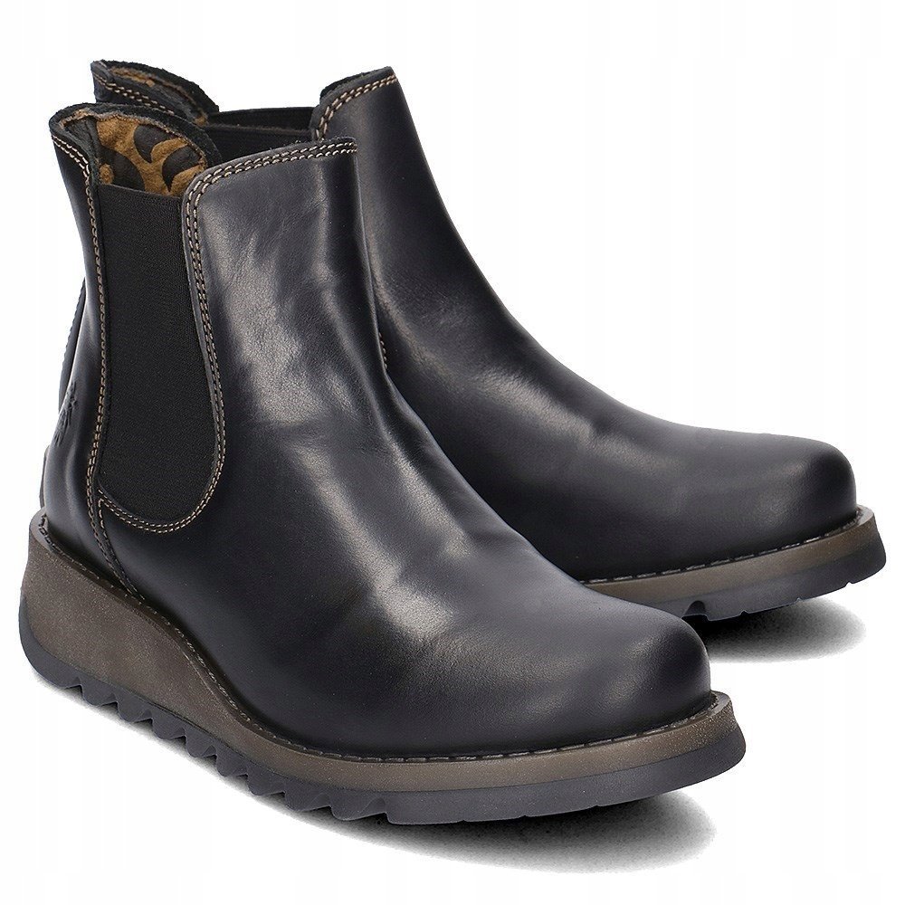 FLY LONDON CZARNE BOTKI WSUWANE Z LOGO DAMSKIE 40 16GA