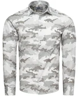 Koszule męskie - Koszula męska slim biała w szare wzory Recea - miniaturka - grafika 1