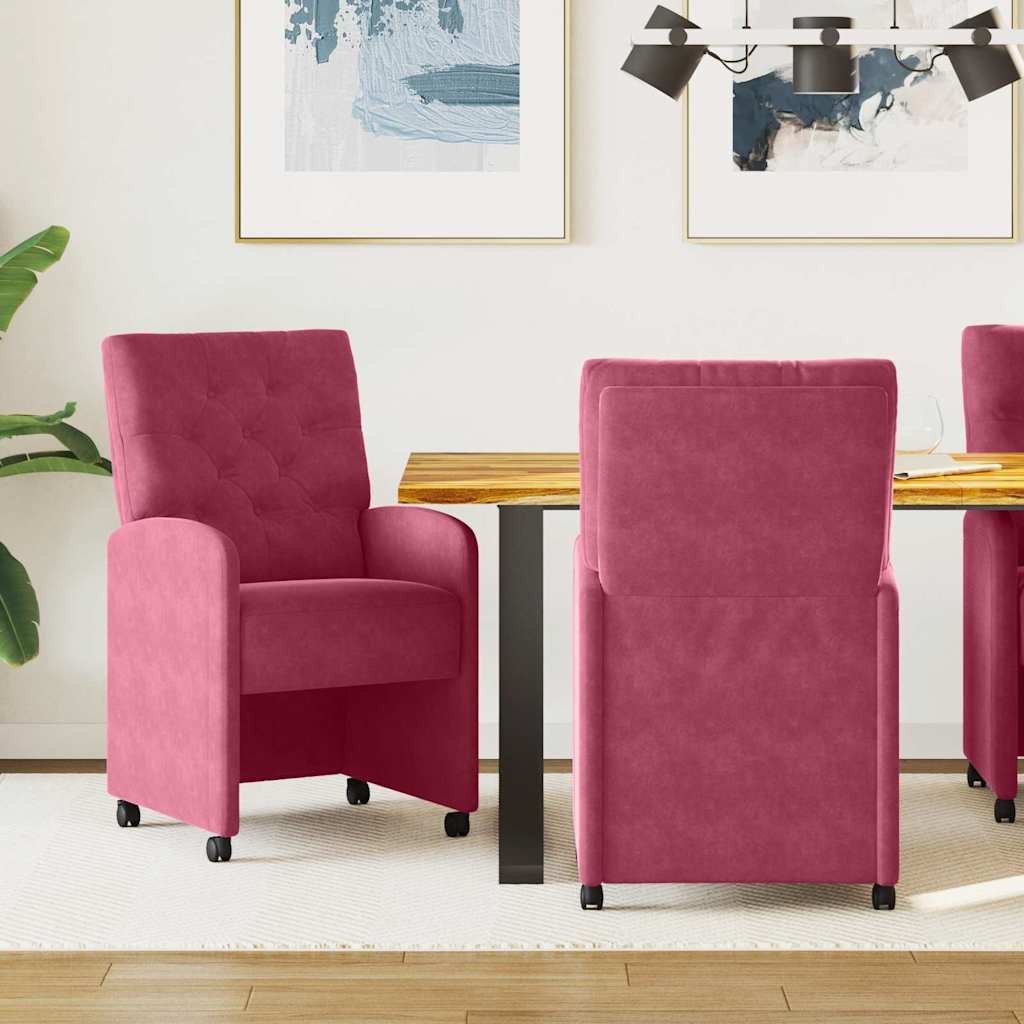 vidaXL Krzesła jadalne 2 pcs czerwone wino 58 x 67 x 97 cm Aksamit