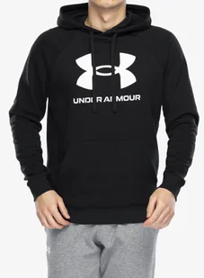 Bluza z kapturem Under Armour Rival Fleece Logo Hoodie - black/white - Bluzy sportowe męskie - miniaturka - grafika 1