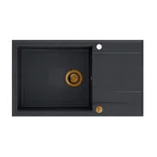 Zlewozmywaki - QUADRON Zlew EVAN 136 XL black diamond + syfon MIEDŹ - miniaturka - grafika 1