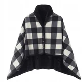Koce - Ciepły Kocyk Polarowy Ponczo Zapinany (Biało-Czarny) Nice Life - miniaturka - grafika 1