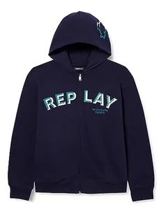Replay Bluza chłopięca z kapturem, 882 Deep Blue, 8 Lat - Bluzy dla chłopców - miniaturka - grafika 1