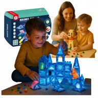 Klocki - KLOCKI MAGNETYCZNE KONSTRUKCYJNE ZESTAW 3D EDUKACYJNE ŚWIECĄCE 124A-1 +GR - miniaturka - grafika 1
