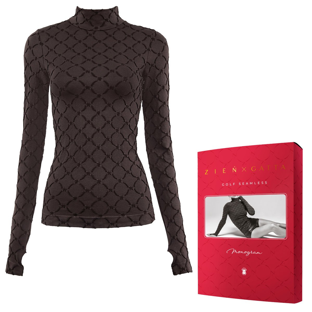 Gatta Golf damski Seamless Monogram - projekt MACIEJ ZIEŃ, z kolekcji POEM, geometryczny wzór, miękki, dopasowuje się do sylwetki, elastyczny, o wyd..