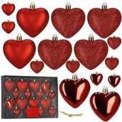 Bombki - Bombki choinkowe 16 szt. zestaw dekoracji świątecznych, nietłukące, serca, czerwone UNIWERSALNY - miniaturka - grafika 1