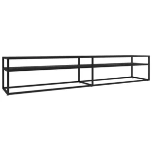 vidaXL Szafka pod telewizor z czarnego marmuru 220x40x40,5 cm szkło hartowane - Szafki RTV - miniaturka - grafika 1