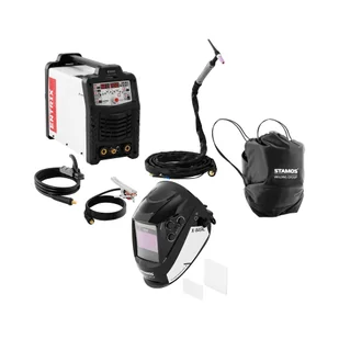Stamos Zestaw spawalniczy spawarka do aluminium TIG AC/DC 200 A cykl pracy 80% maska spawalnicza X-Basic - Spawarki TIG Stamos Welding Group - Spawarki - miniaturka - grafika 1