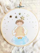 Pamiątka Chrztu Świętego - Aniołek na chmurce, obrazek na pamiątkę chrztu narodzin - miniaturka - grafika 1