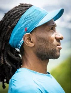 COMPRESSPORT Opaska na głowę z daszkiem SPIDERWEB HEADBAND ON/OFF mosaic blue - Czapki i chusty sportowe damskie - miniaturka - grafika 4