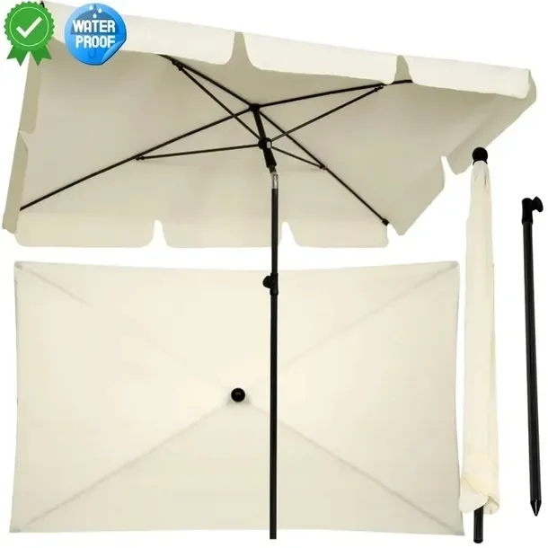 Kremowy Parasol Balkonowy 200x130cm Prostokątny Łamany Ogrodowy Na Taras