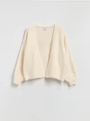 Swetry damskie - Reserved - Kardigan z dodatkiem wełny - kremowy - miniaturka - grafika 1