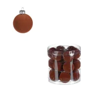 Bombki - Świąteczne bombki z aksamitną powierzchnią, plastik, brązowy, 18 szt. - miniaturka - grafika 1