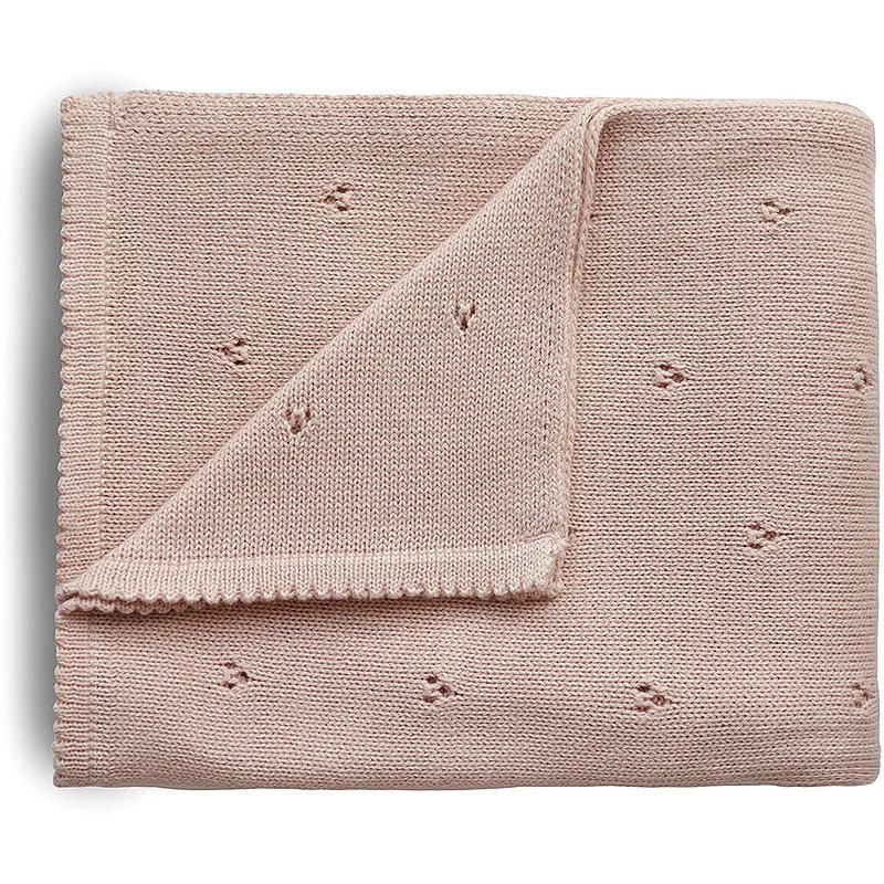 Mushie Knitted Pointelle Baby Blanket koc pleciony dla dzieci Blush 80 x 100cm 1 szt.