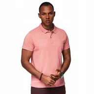 Koszulki męskie - Klasyczna koszulka polo z bawełnianej dzianiny - różowa V4 OM-POWS-0142 XXL - miniaturka - grafika 1