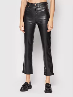 Spodnie damskie - Wrangler Spodnie z imitacji skóry Wild West W2H2NA100 Czarny Regular Fit - grafika 1