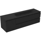 Szafki łazienkowe - Mexen Rivel szafka łazienkowa 160 cm z umywalką Vela prawą, 2S, 1D, ryflowana, czarna mat - 91A23-16047-3-BBFFF71-W23P71 - miniaturka - grafika 1