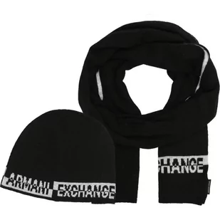 Armani Exchange Szal + czapka | z dodatkiem wełny - Apaszki i szaliki męskie - miniaturka - grafika 1
