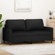 Sofy i kanapy - Sofa 2-osobowa, czarna, 140 cm, tapicerowana aksamitem - miniaturka - grafika 1