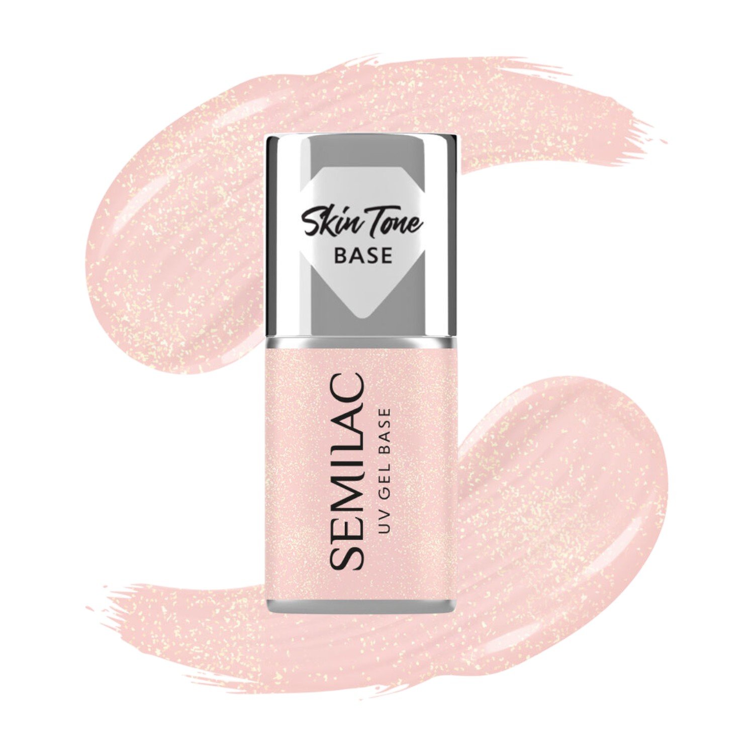 Semilac Baza do lakierów hybrydowych Skin Tone Cover Base, Glitter Peach