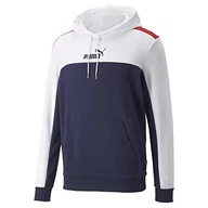 Bluzy męskie - PUMA Męska bluza z kapturem ESS+ Block Hoodie Tr Sweatshirt, niebieska, XXL - miniaturka - grafika 1