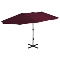 Parasole ogrodowe - Parasol ogrodowy na słupku aluminiowym, 460 x 270 cm, bordowy - miniaturka - grafika 1