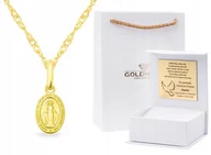 Biżuteria dla dzieci - ZŁOTY KOMPLET KOMUNIA CHRZCINY MEDALIK ŁAŃCUSZEK - miniaturka - grafika 1