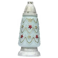 Lampiony i znicze - Znicz szklany choinka Z-71 26 cm beżowo-biały - miniaturka - grafika 1