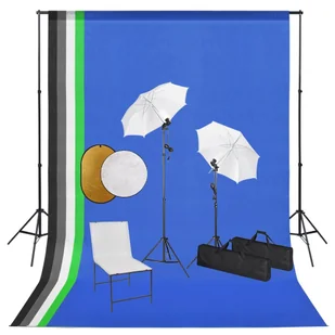 vidaXL Zestaw studyjny Zestaw studyjny z lampami parasolkami tłami i blendami 3067120 - Lampy studyjne - miniaturka - grafika 1