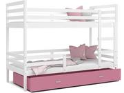 Łóżka dla dzieci i młodzieży - Łóżko piętrowe 200x90 białe różowe JACEK - miniaturka - grafika 1