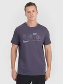 Koszulki męskie - 4F T-shirt regular z nadrukiem męski - szary L - miniaturka - grafika 1