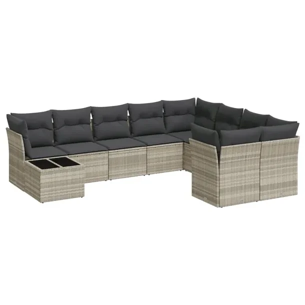 Zestaw mebli ogrodowych modułowych jasnoszary rattan PE 55x62x69 cm